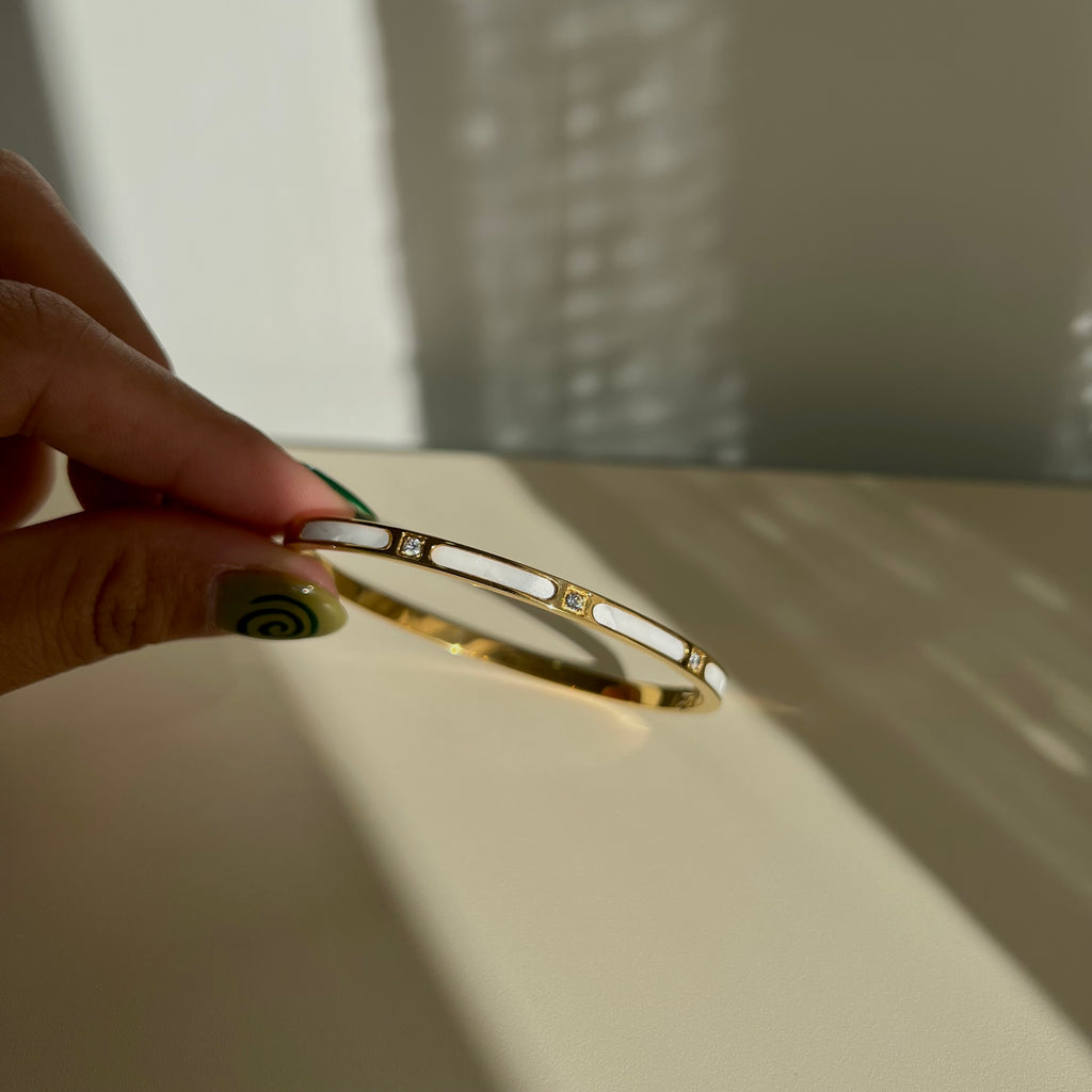 Mother of Pearl Stainless Steel Bangle