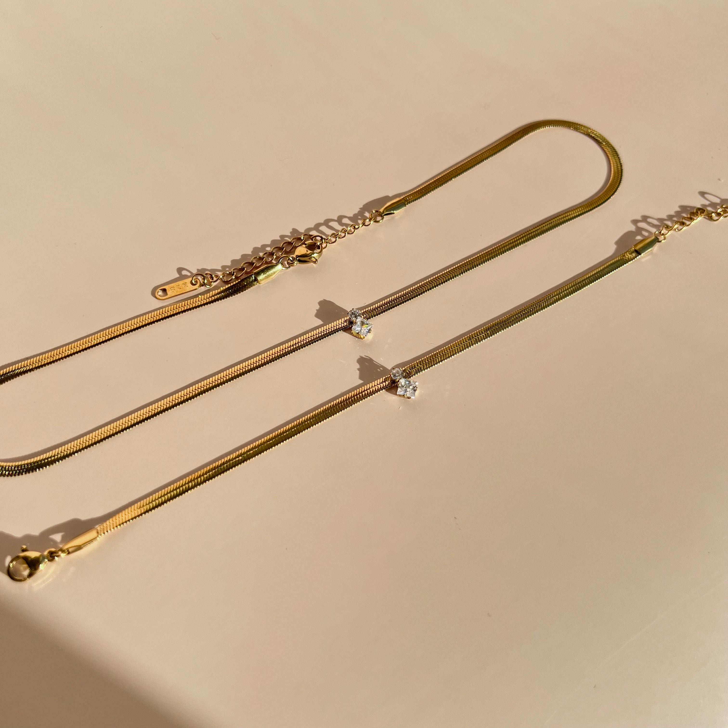 Herringbone Duo Zirconia Stainless Steel Bracelet