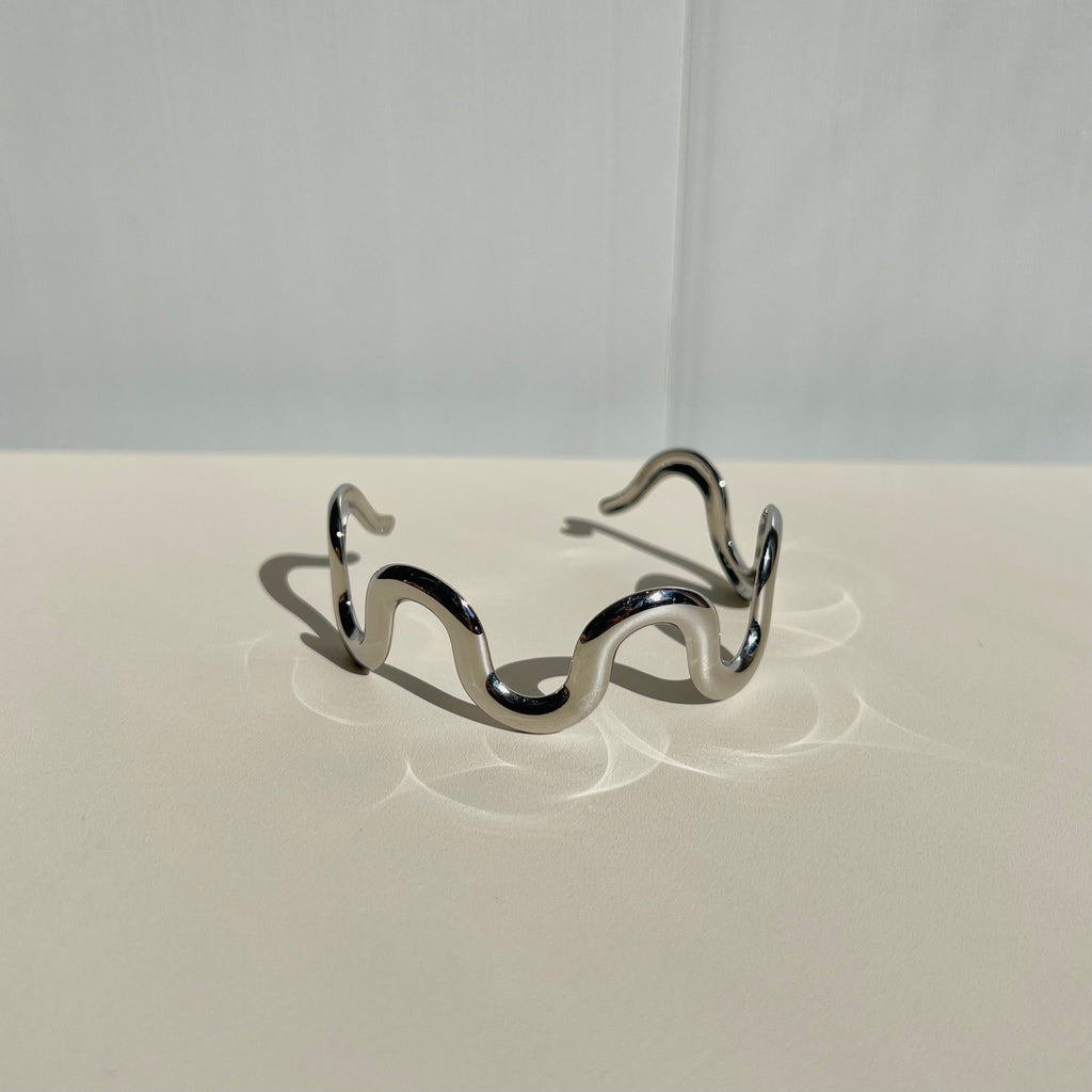 Minimalist Wave Cuff Stainless Steel Bracelet