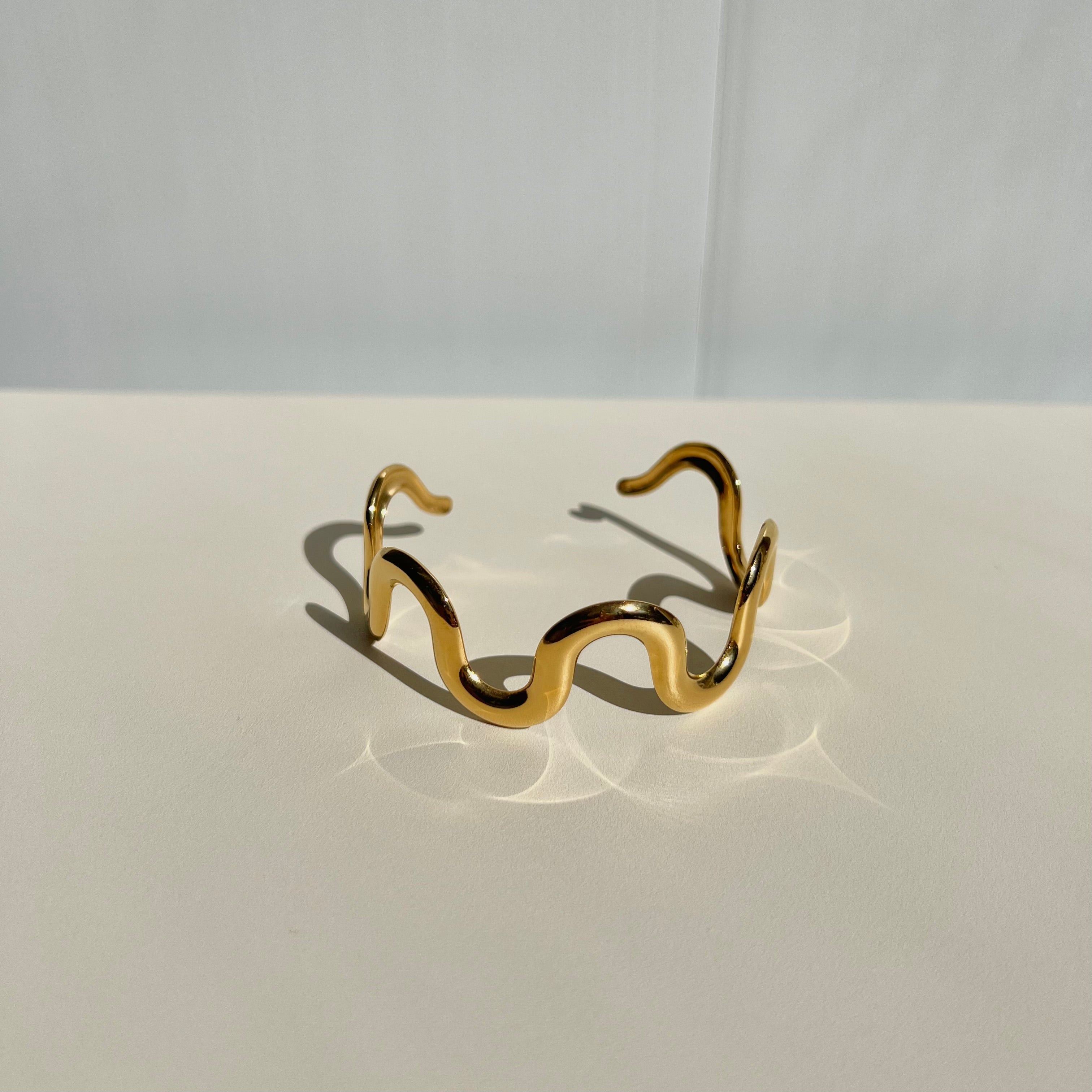 Minimalist Wave Cuff Stainless Steel Bracelet