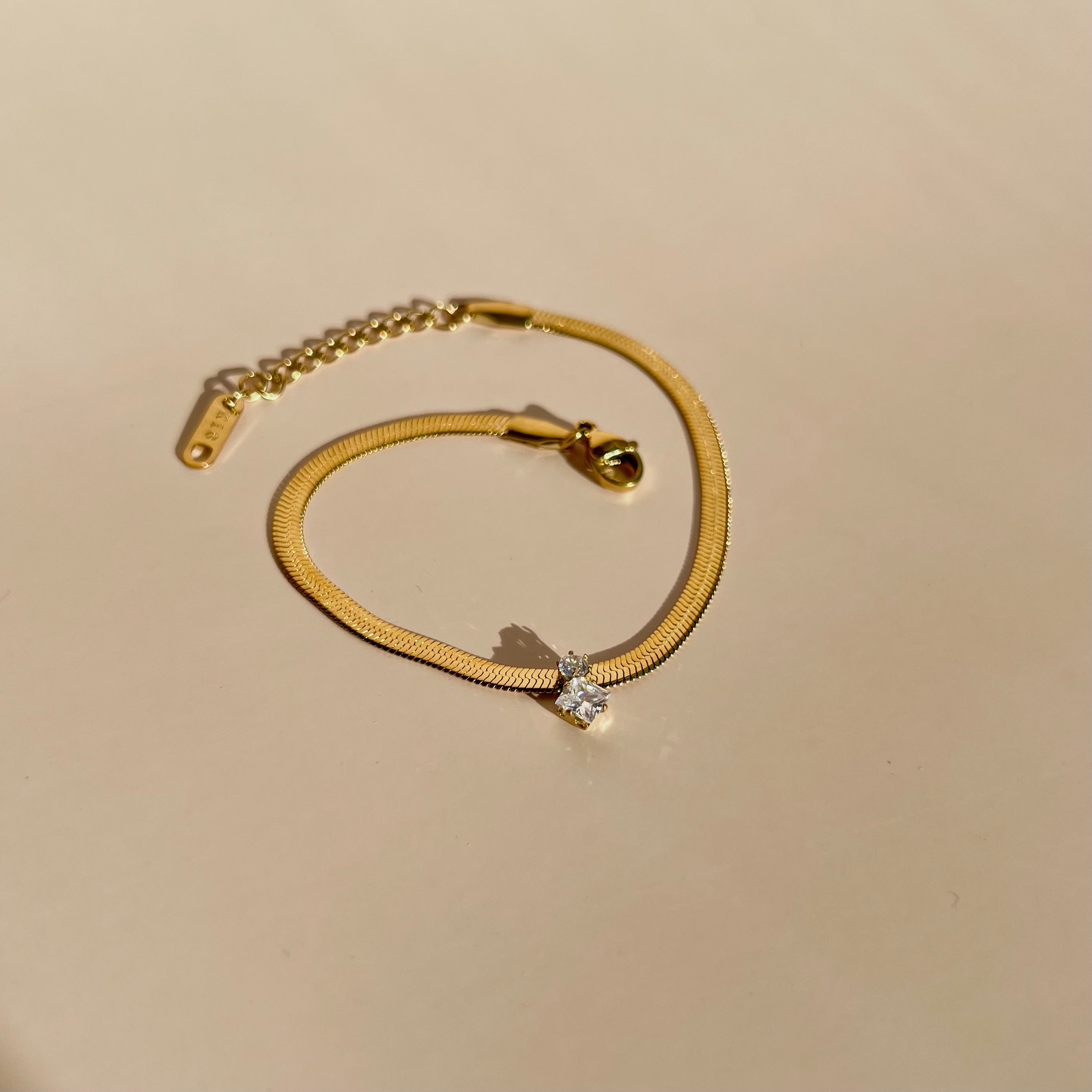 Herringbone Duo Zirconia Stainless Steel Bracelet