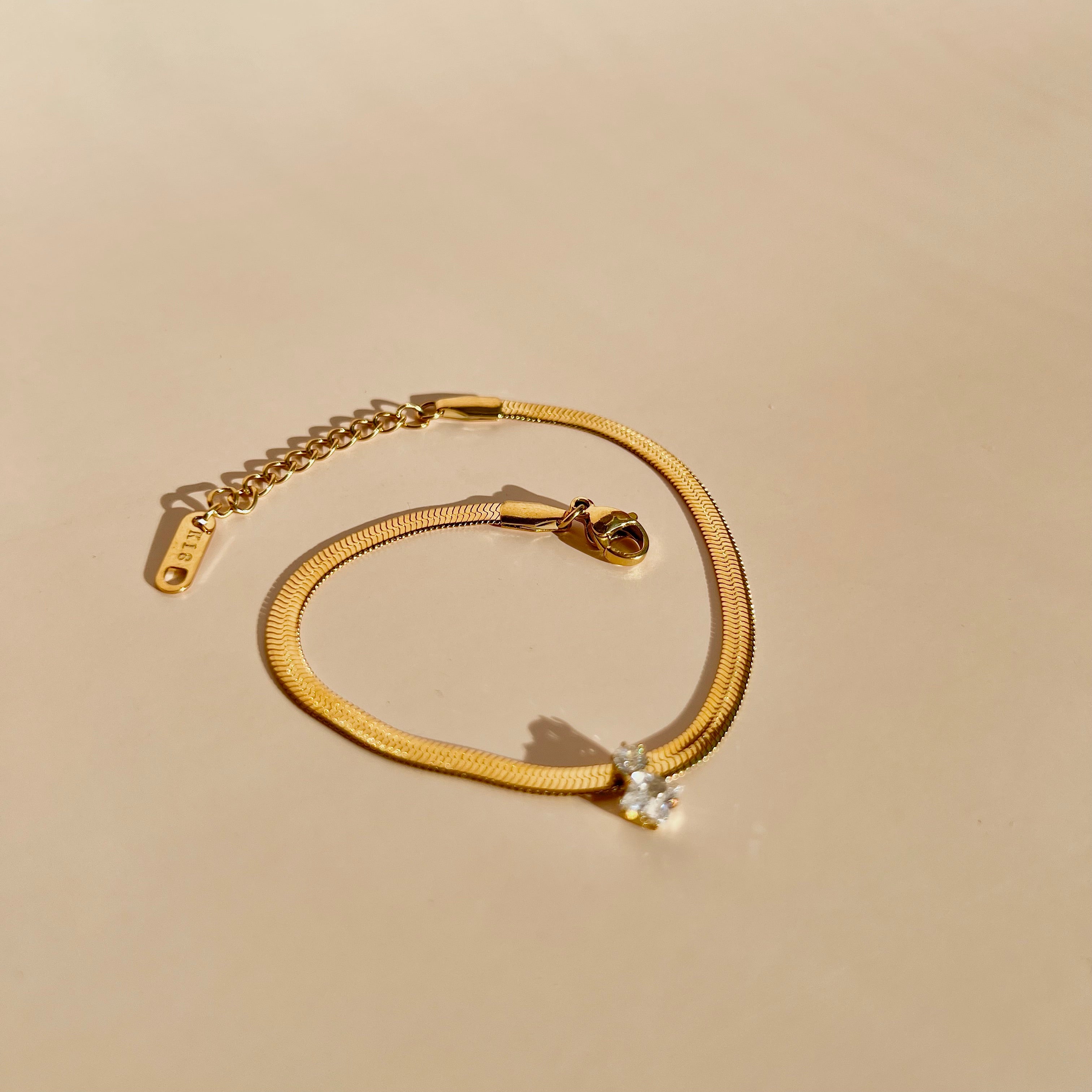 Herringbone Duo Zirconia Stainless Steel Bracelet