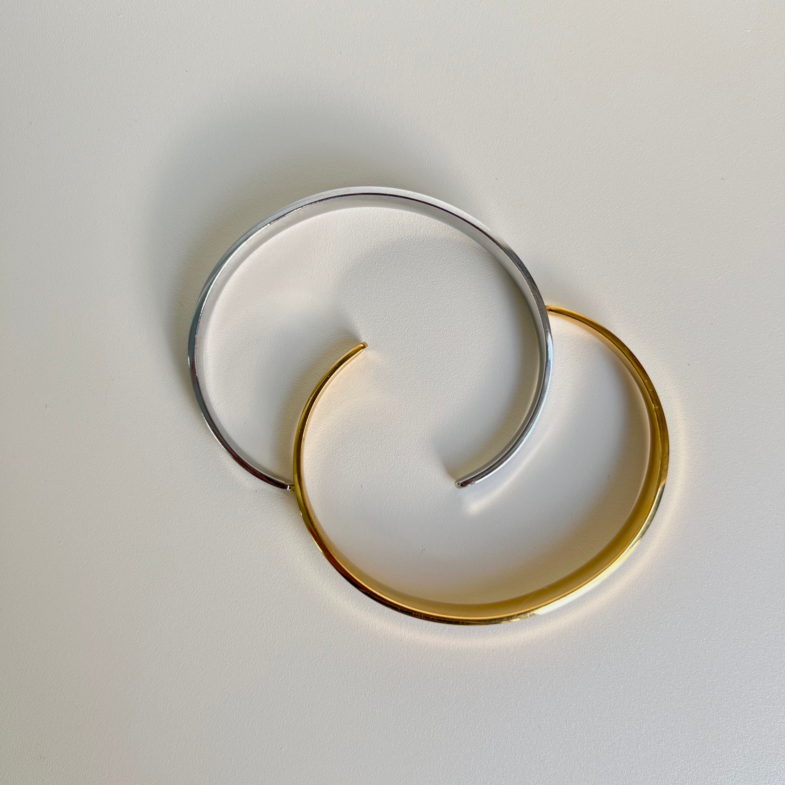 Polished Silver Curved Cuff Stainless Steel Bracelet