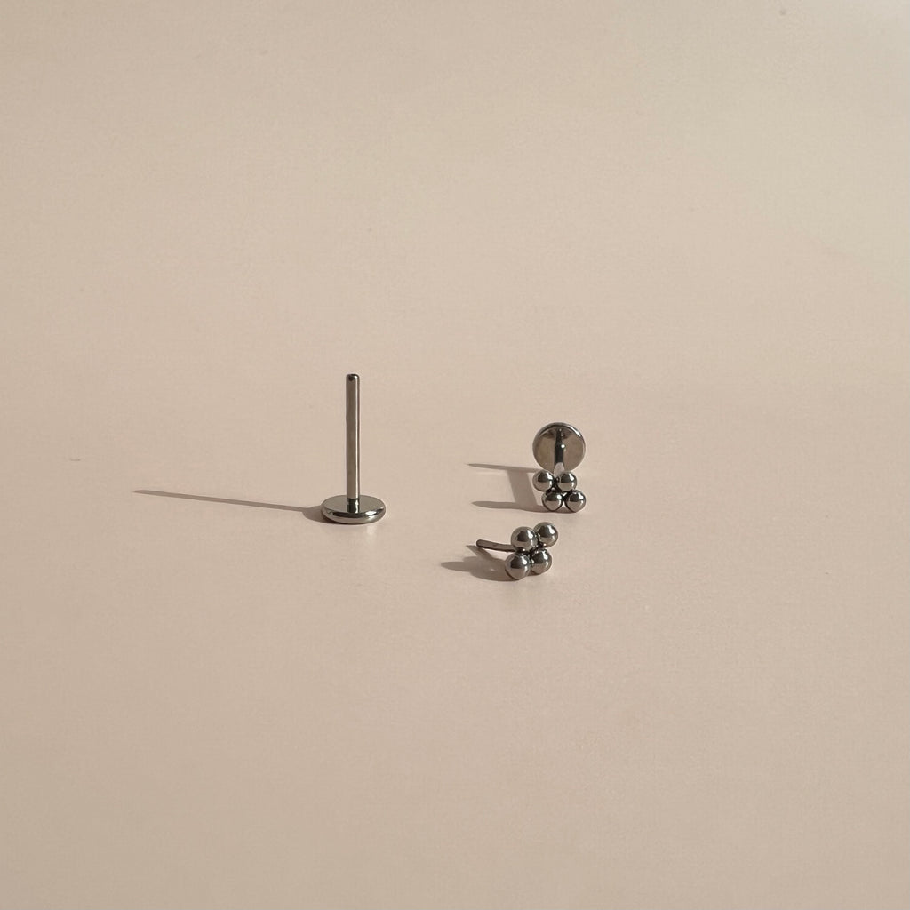 Quad-Bead Threadless Titanium Earring