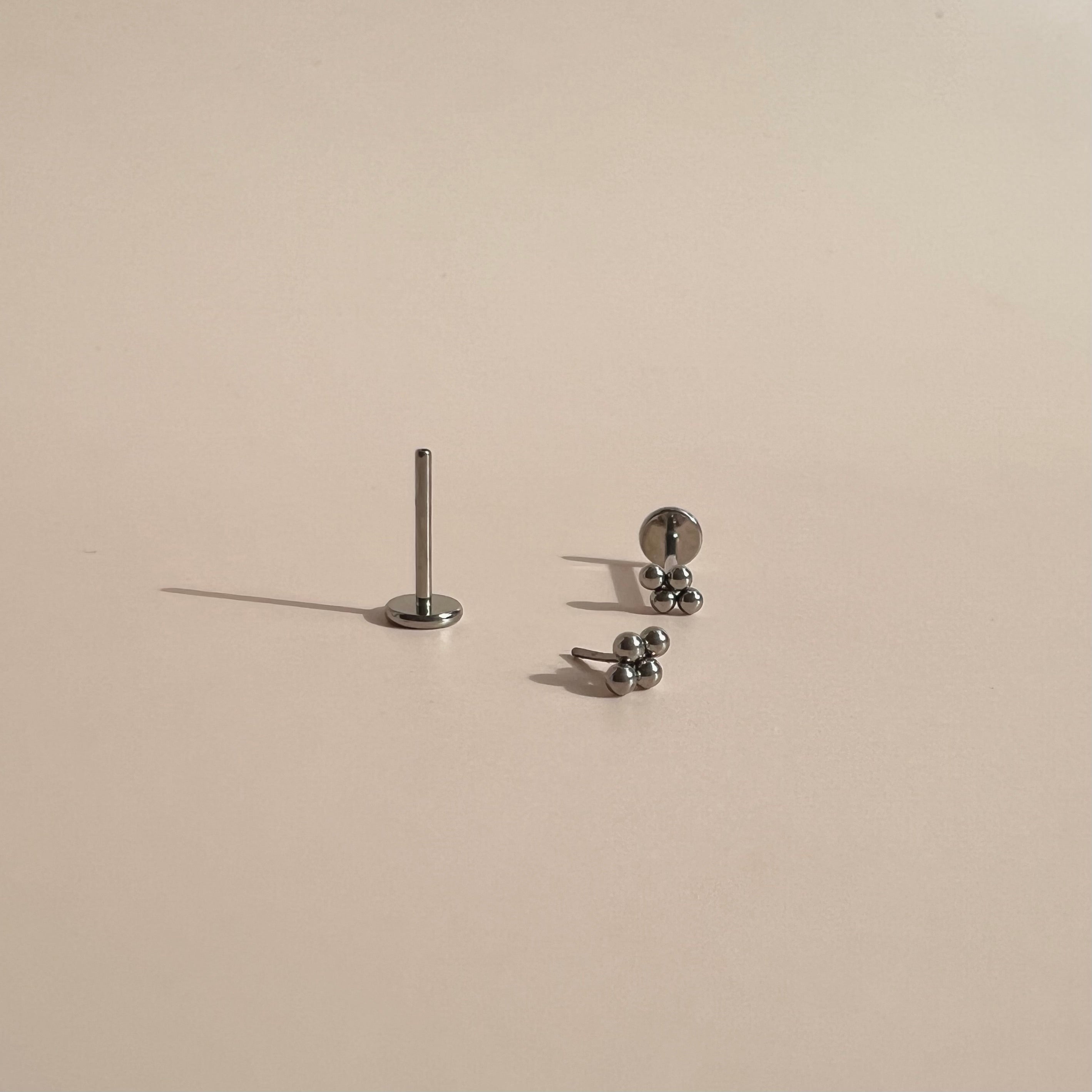 Quad-Bead Threadless Titanium Earring