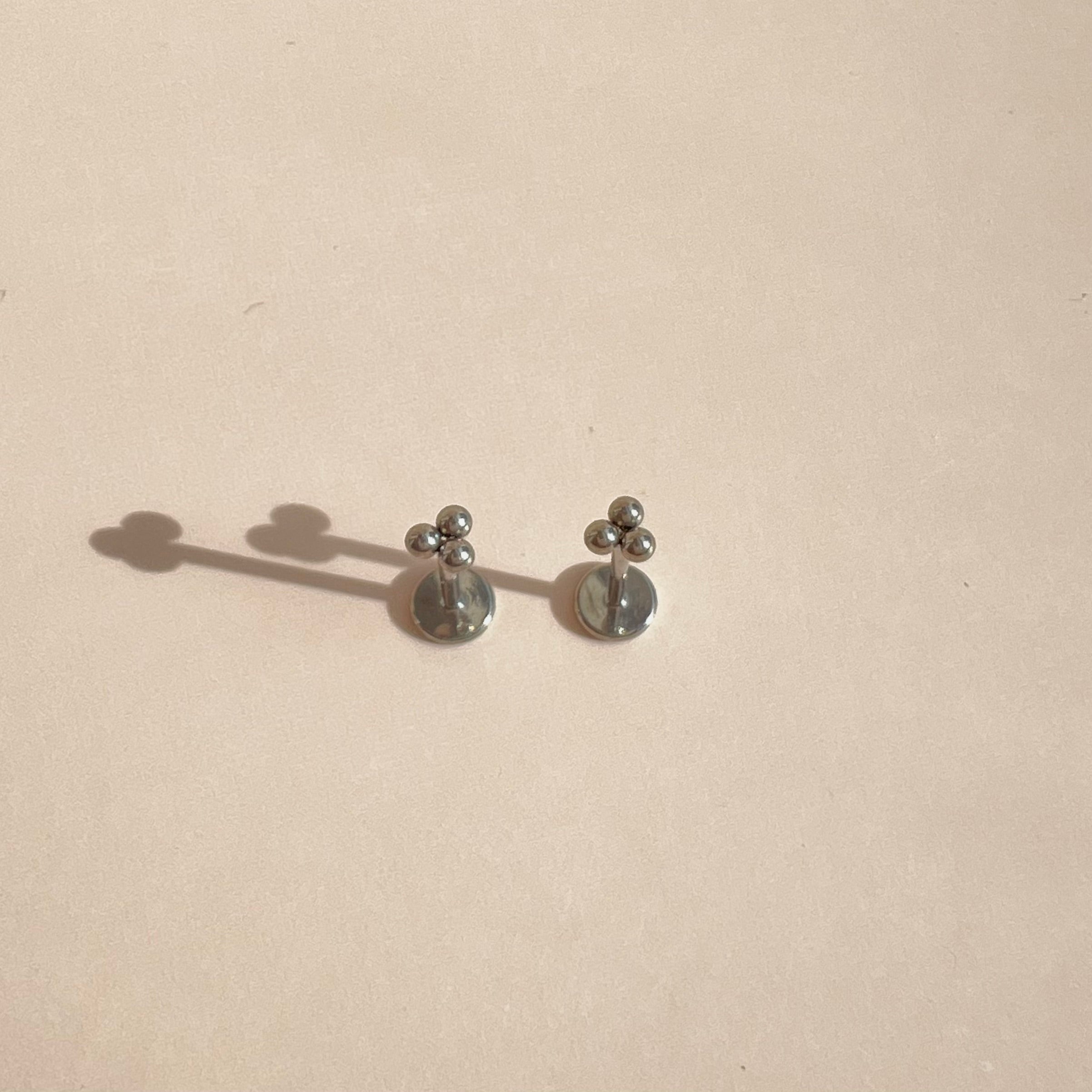Tri-Bead Threadless Titanium Earring