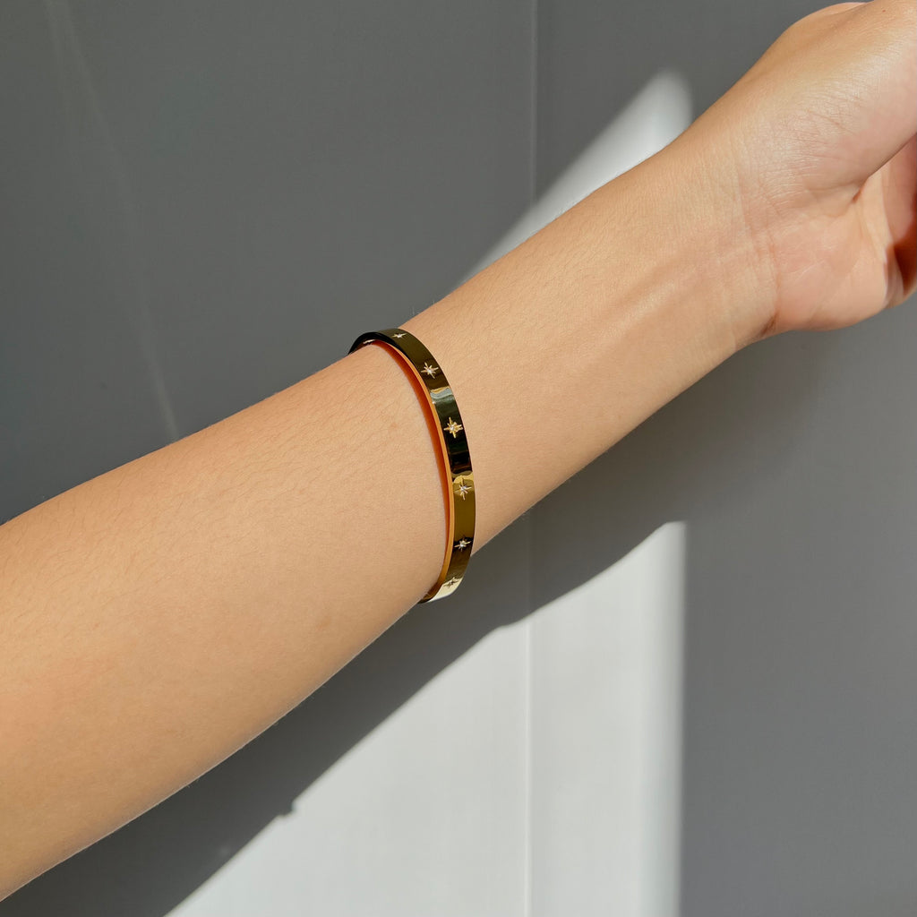 Crystal Starburst Stainless Steel Bracelet