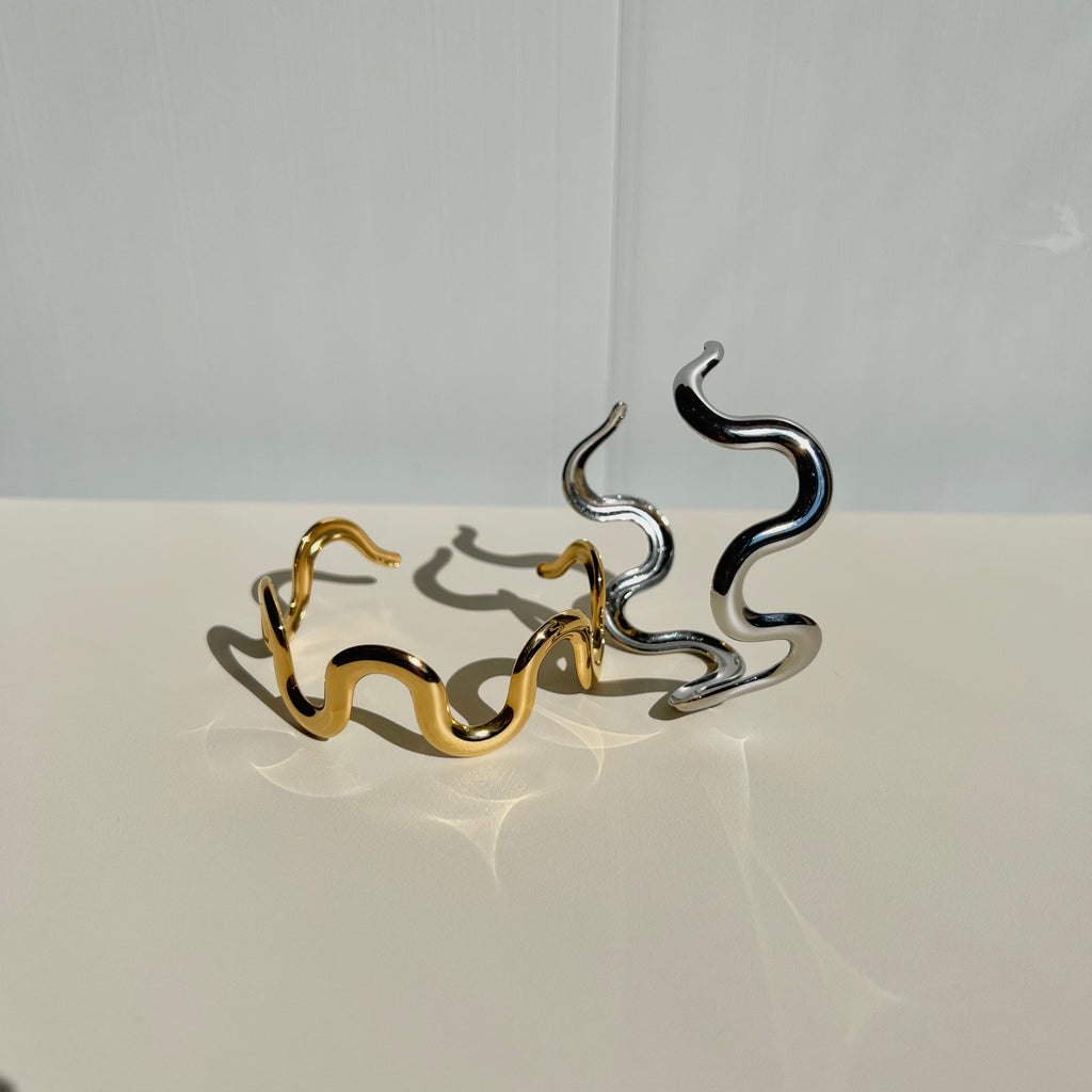Minimalist Wave Cuff Stainless Steel Bracelet
