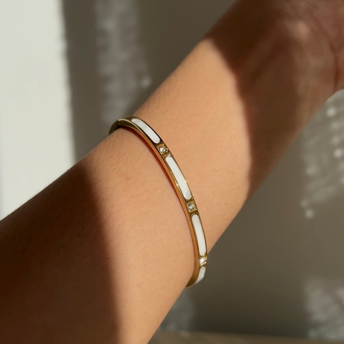 Mother of Pearl Stainless Steel Bangle