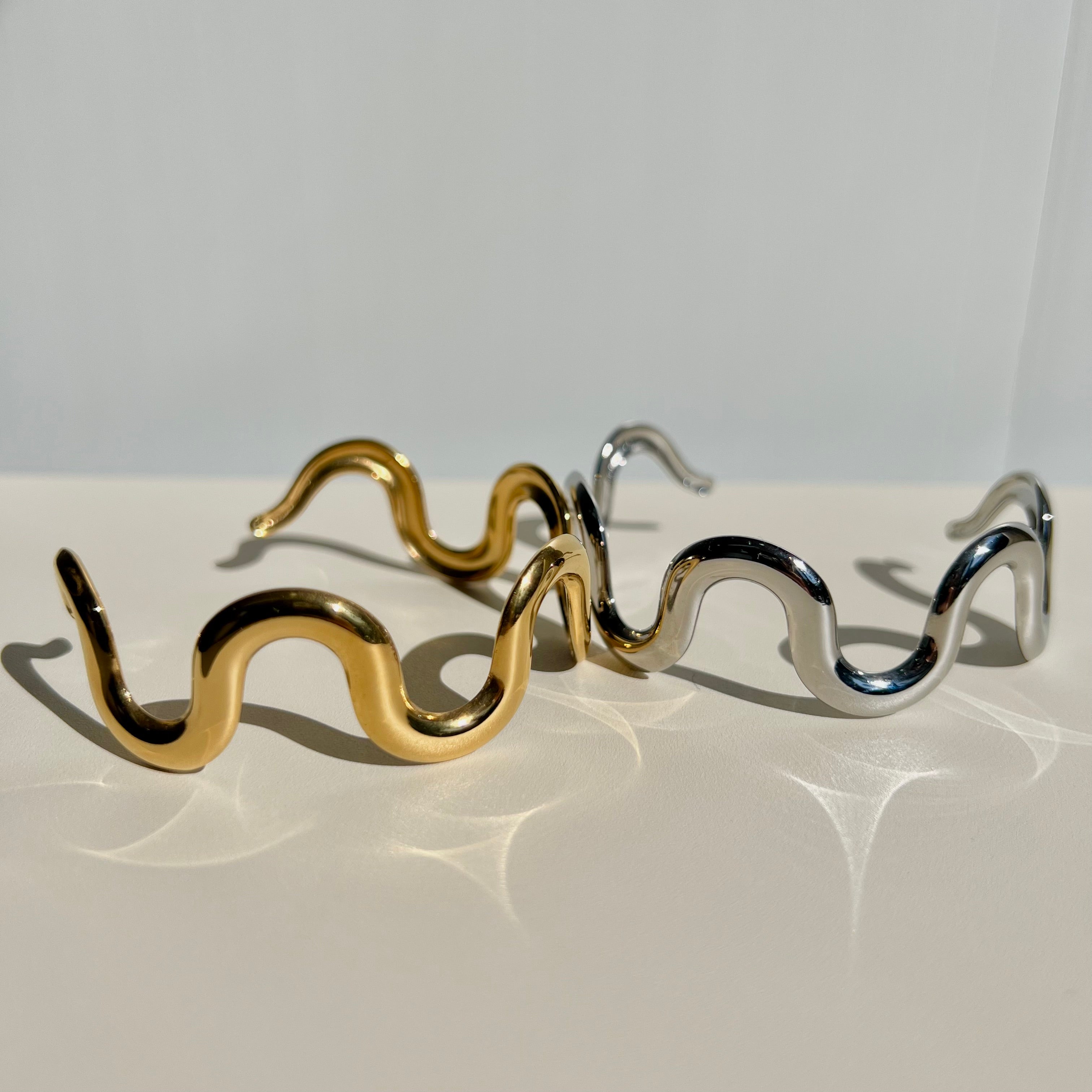 Minimalist Wave Cuff Stainless Steel Bracelet