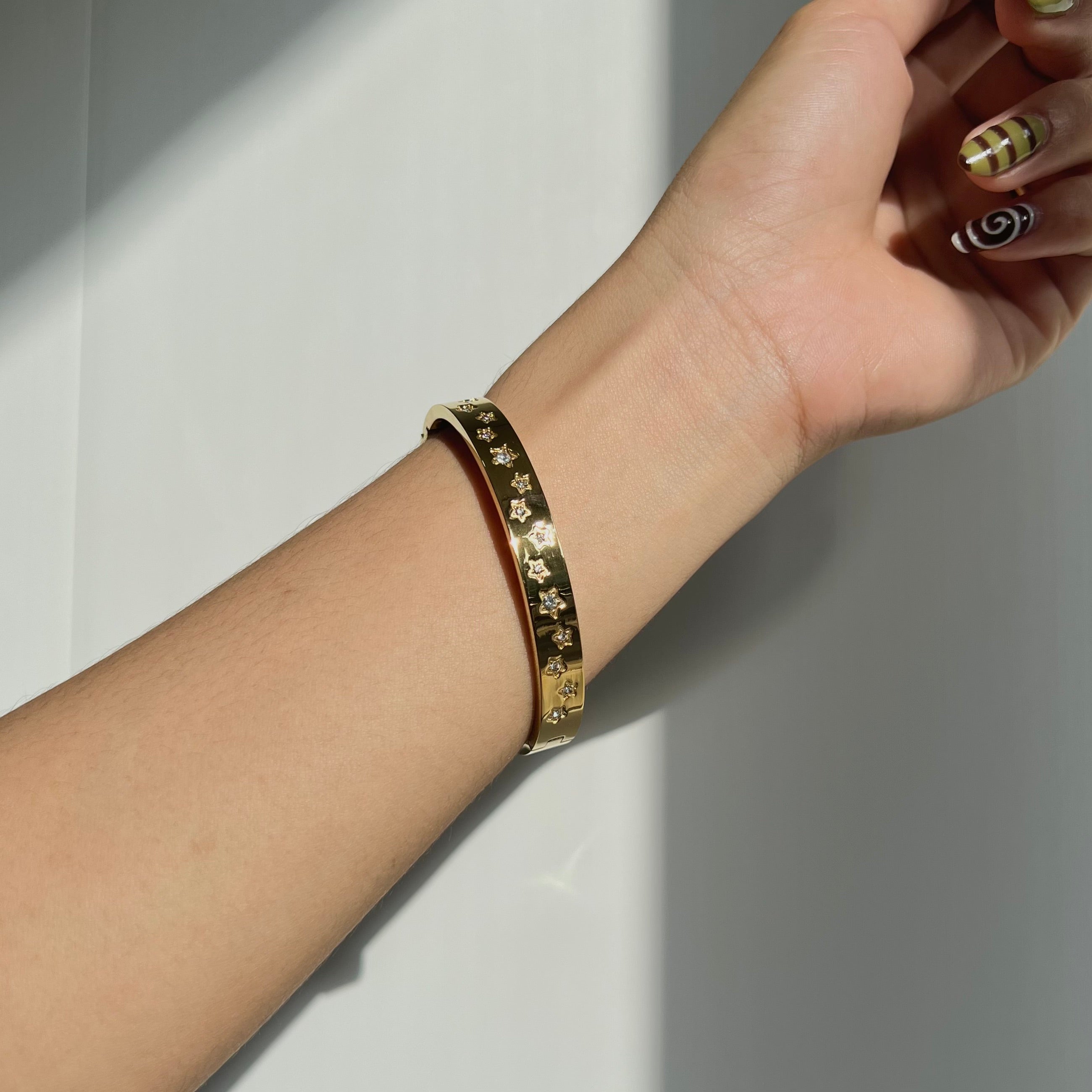 Starry Zirconia Stainless Steel Bangle
