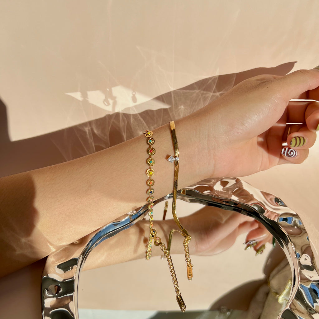 Rainbow Disc Titanium Bracelet