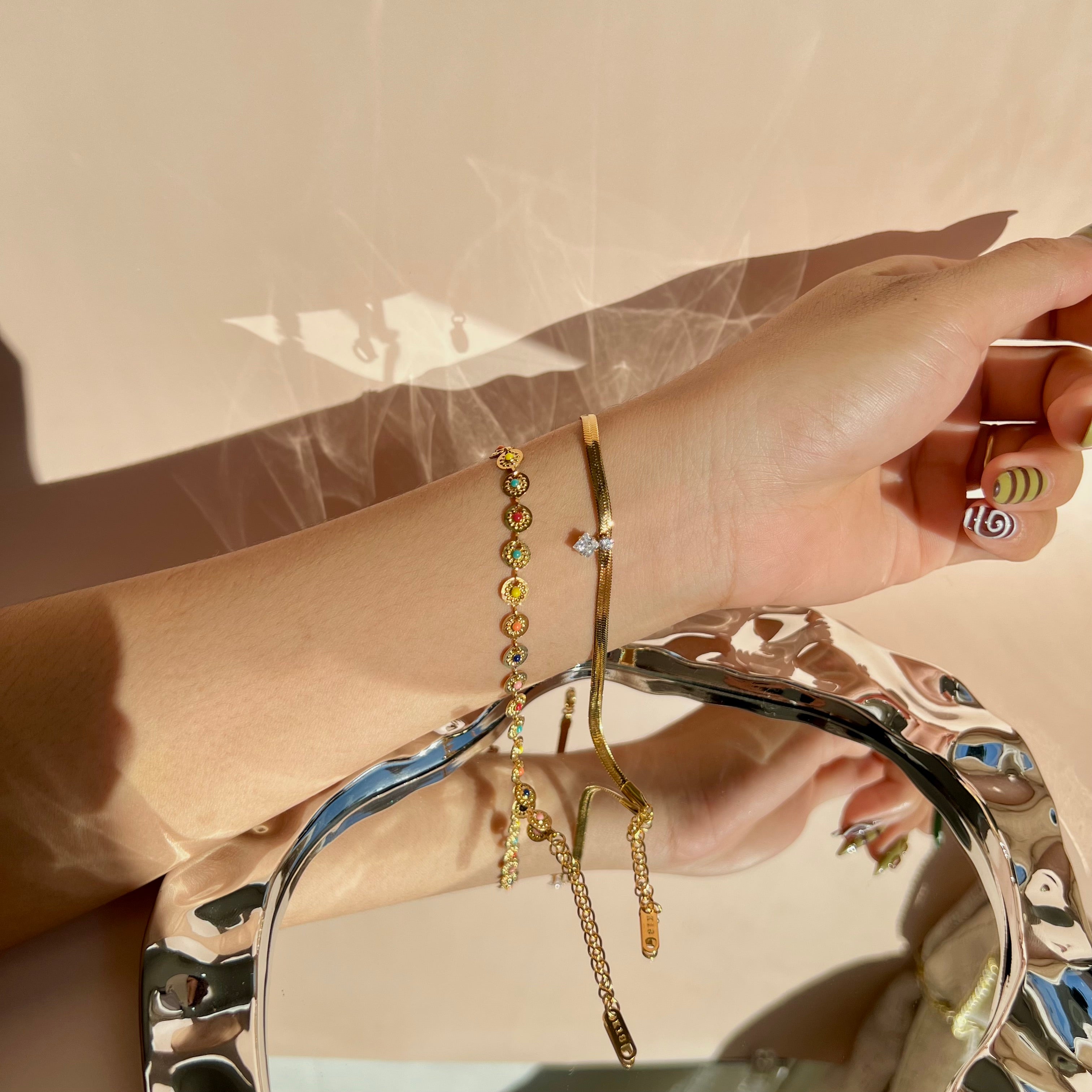 Rainbow Disc Titanium Bracelet