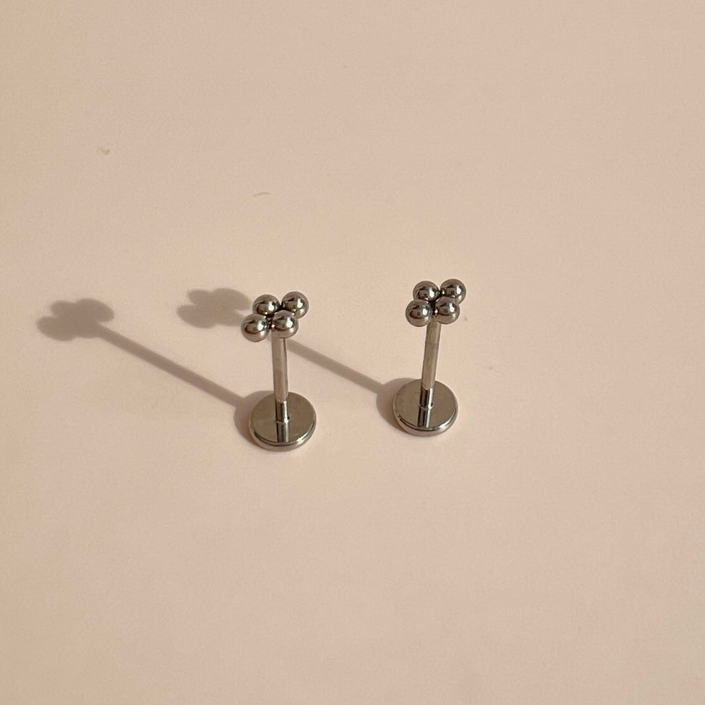 Quad-Bead Threadless Titanium Earring