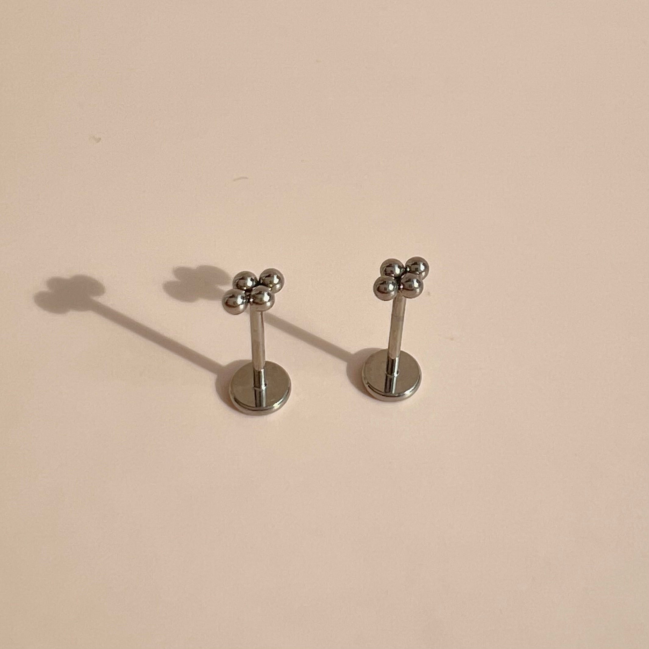 Quad-Bead Threadless Titanium Earring