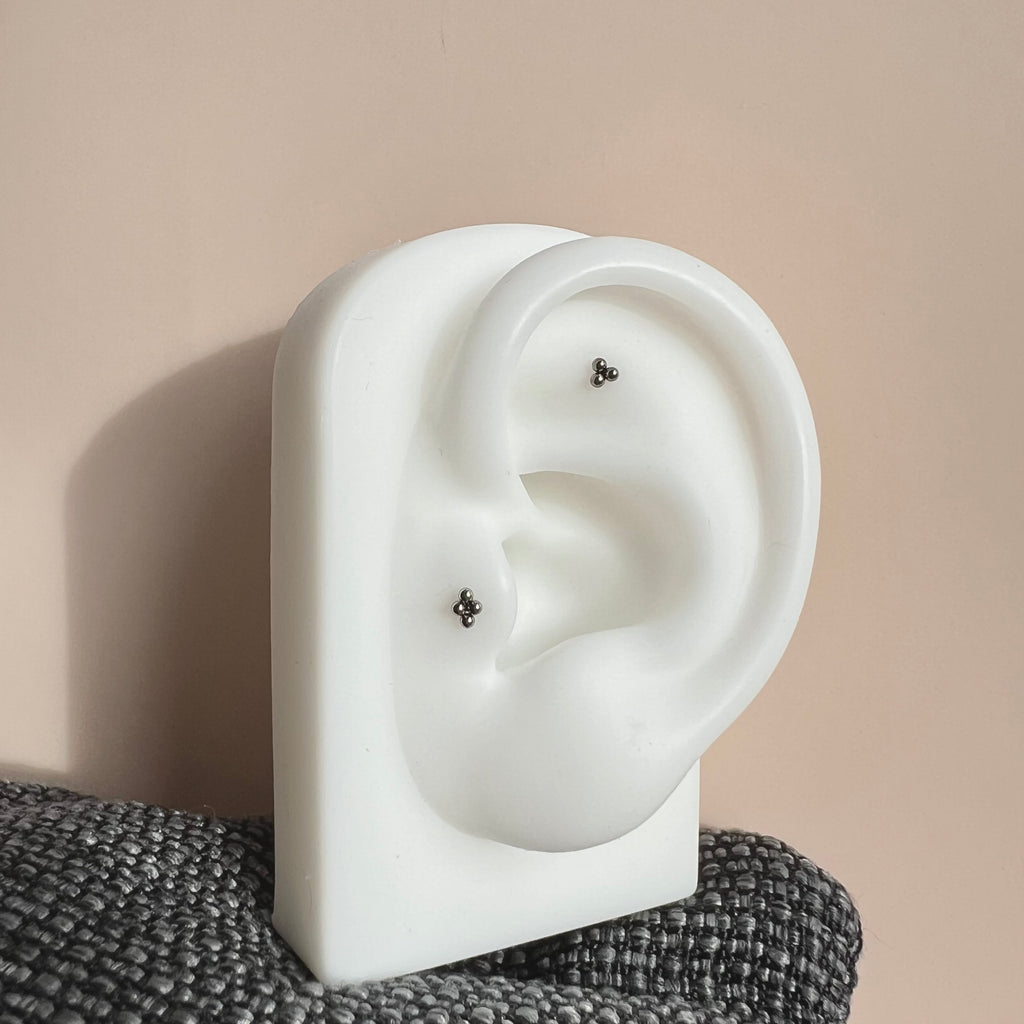 Quad-Bead Threadless Titanium Earring