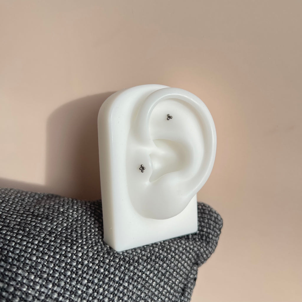 Tri-Bead Threadless Titanium Earring