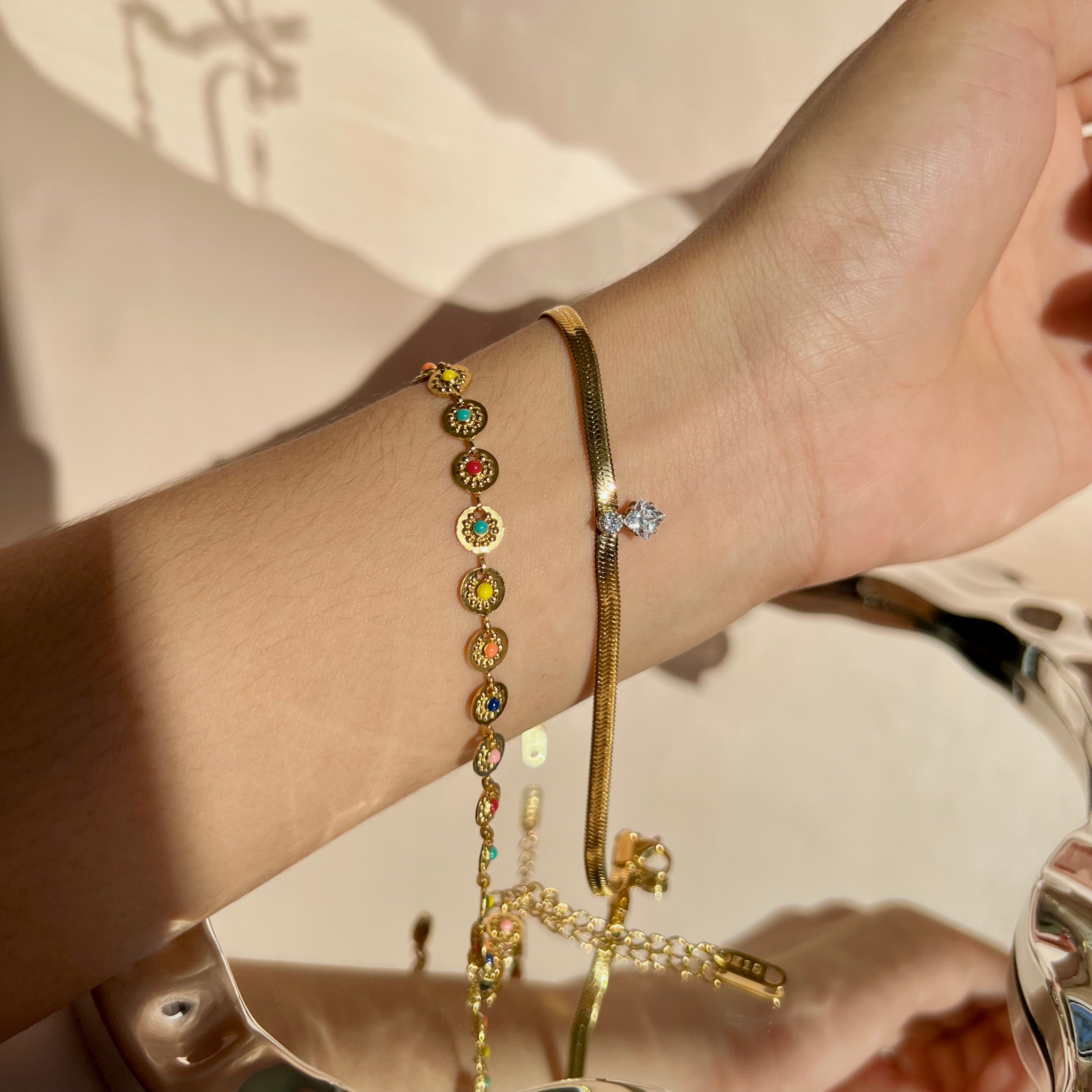 Rainbow Disc Titanium Bracelet